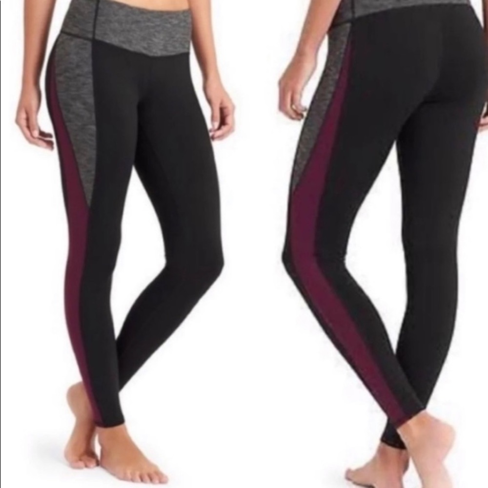 Athleta Colorblock Revelation Tights Leggings Black Grey Size XXS